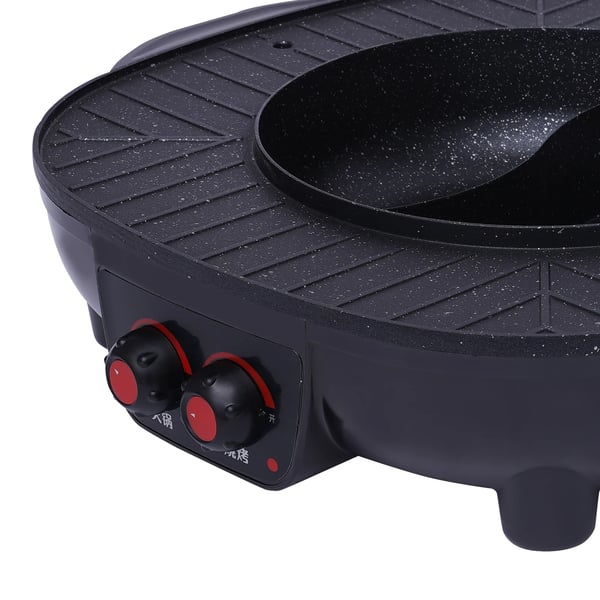 Elektrisk Grill & Hot Pot, 2000W Effekt, Non-Stick Overflade,sort