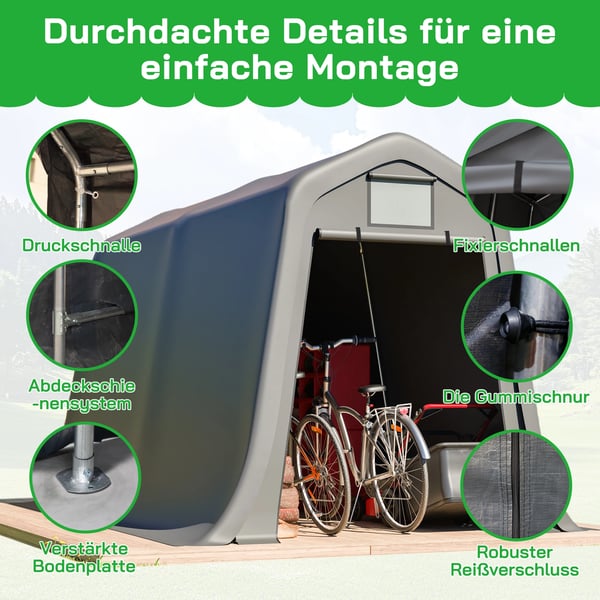 Cykelopbevarings telt, rummelig design, vejrbestandigt cover,GRÅ