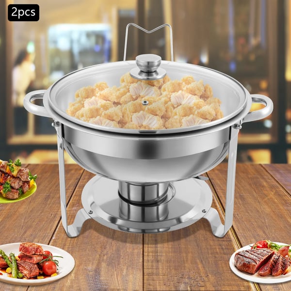Chafing Dish Sæt, Miljøvenligt Materiale, Rund Form, Stor Kapacitet,Sølv