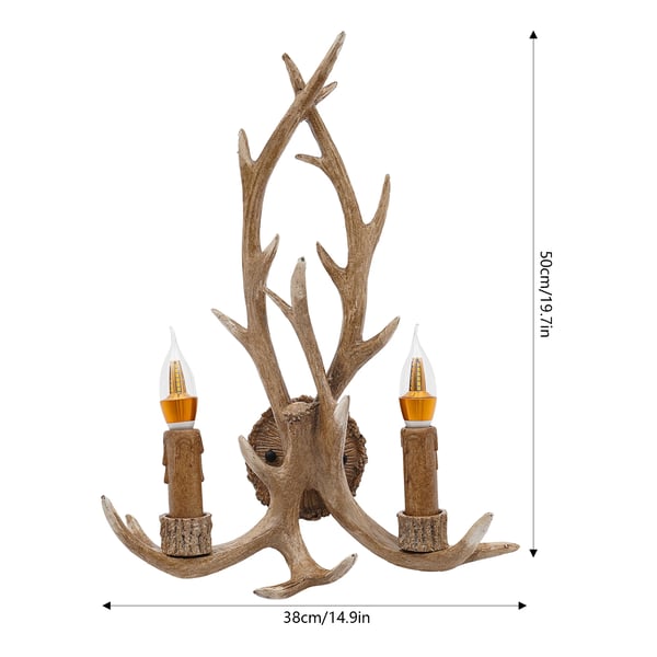 Gevir Væglampe, 2 E14 LED-pærer inkluderet, Rustik design