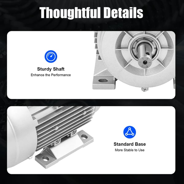 Elektrisk motor, 750W, 1380 RPM, 19mm aksel, IP55 beskyttelsesklasse, aluminiumskonstruktion
