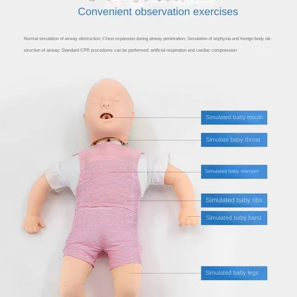 Infant luftvejsobstruktions træningsdukke, realistisk HLR-praksis, holdbart PVC-materiale,Guld