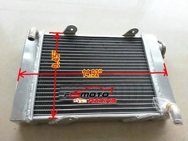 Radiator, Aluminium, 15" x 9,5" x 1,8", Kompatibilitet til Go Karts, Hele Aluminium Konstruktion, Radiatorhætte Inkluderet