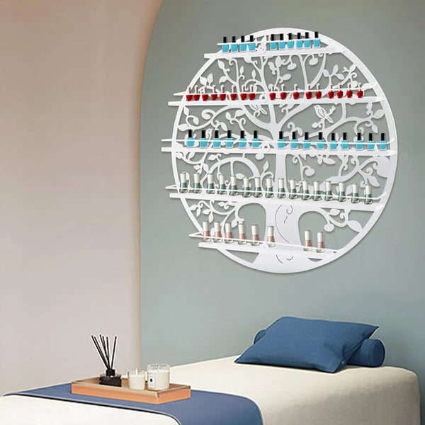 Neglelak Rack, 5 Niveauer, 60 cm Diameter, Metal, Væghængt, Rundt Design