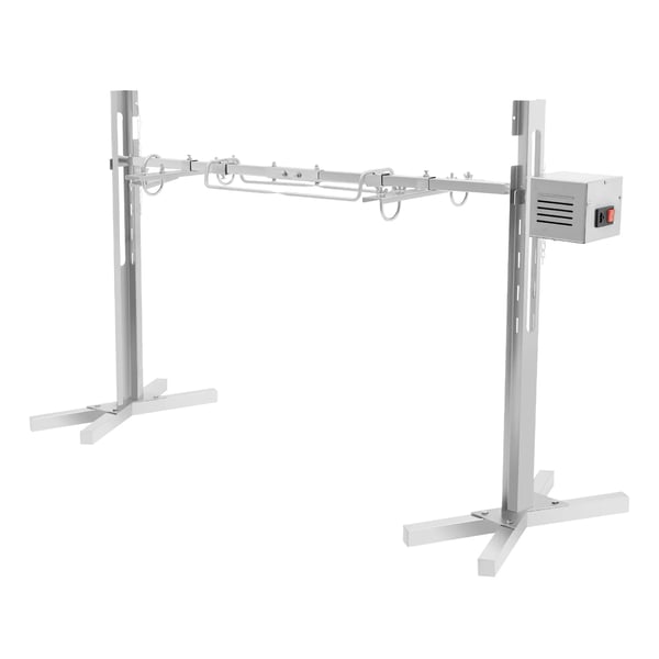 Grillspett, Elektrisk/Manuell Drift, Justerbar Höjd,Silver