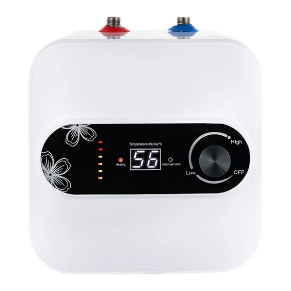 Elektrisk Vandvarmer, 1500W Effekt, 8L Kapacitet, Temperaturinterval 30-65°C, Holdbart Plastik og Rustfrit Stål, Øverste Vandudløb