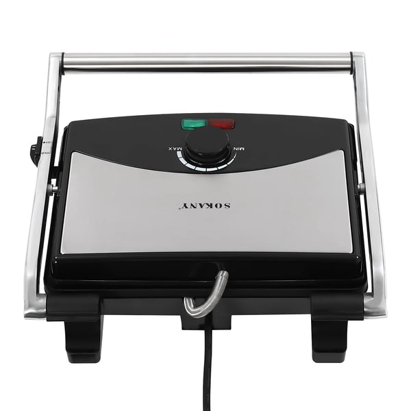 Elektrisk Grill, 2000W Effekt, Kompakt Design, Non-Stick Beläggning, Dubbel-Sidig Uppvärmning, Mångsidig för Inomhus- och Utomhusbruk