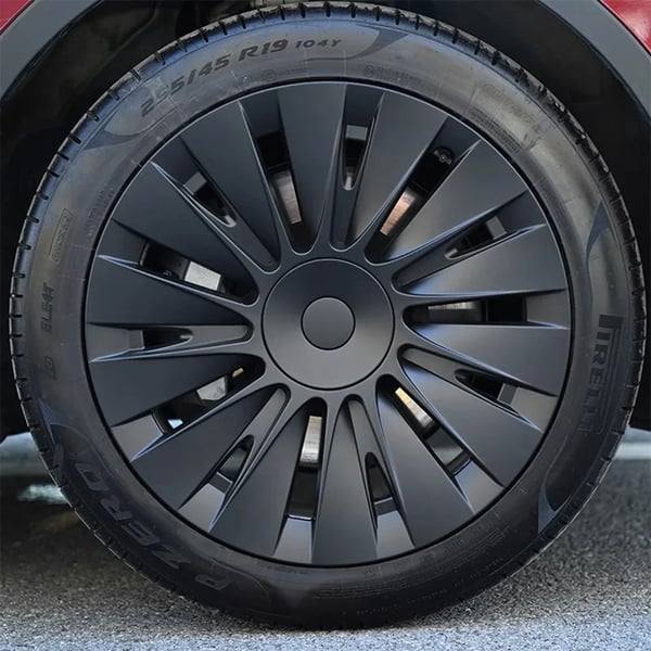 19-tommer fælgkapsel til Tesla Model Y, mat sort finish, snap-in installation,Matte sort