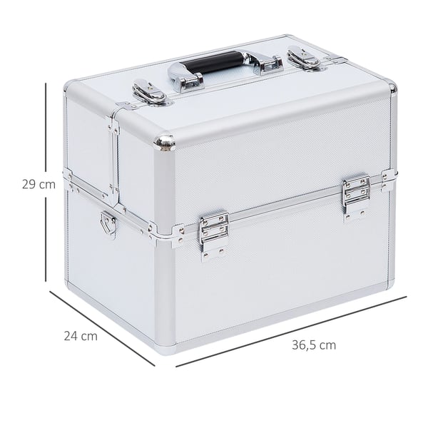 Makeup Case, 365 x 24 x 29 cm, 3 niveauer, 2 låse, 2 nøgler, konstrueret træ