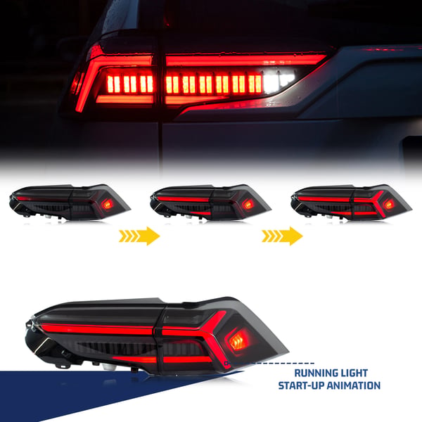 LED Baglygtesamling, Spænding 12 V, Effekt 35 W, Lumen 3400 LM, Til RAV4 2019-2025, Sekventiel Blinklys
