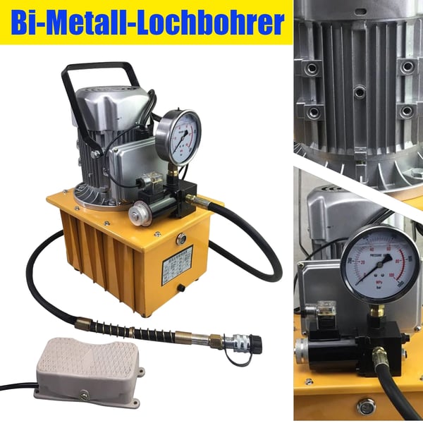 Elektrisk hydraulisk pumpe, 750W, 2-70 Mpa, 725-10.000 PSI,Gul