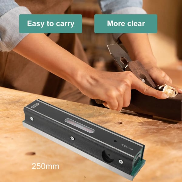 Mekanisk Niveaumåler, 0,02 mm/m Præcision, Gussejernsmateriale, Dimensioner 275x85x65 mm, Vægt 2,33 kg, V-Groove Bunddesign
