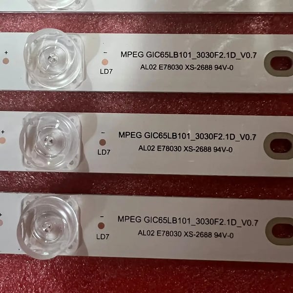 LED-strimmel, 8 LED'er, 664 mm længde, blåt lys, DC-strømkilde, kompatibilitet med TCL-modeller