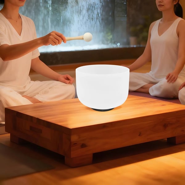 Syngeskål, 440Hz Frekvens, Frostet Design,Hvid