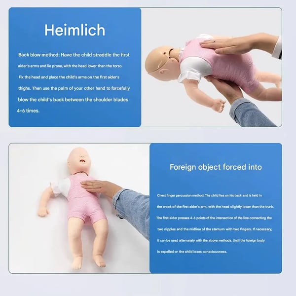 Infant luftvejsobstruktions træningsdukke, realistisk HLR-praksis, holdbart PVC-materiale,Guld
