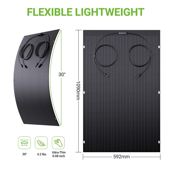 Solpanel Kit, Fleksibelt Design, Høj Effektivitet,120W * 2