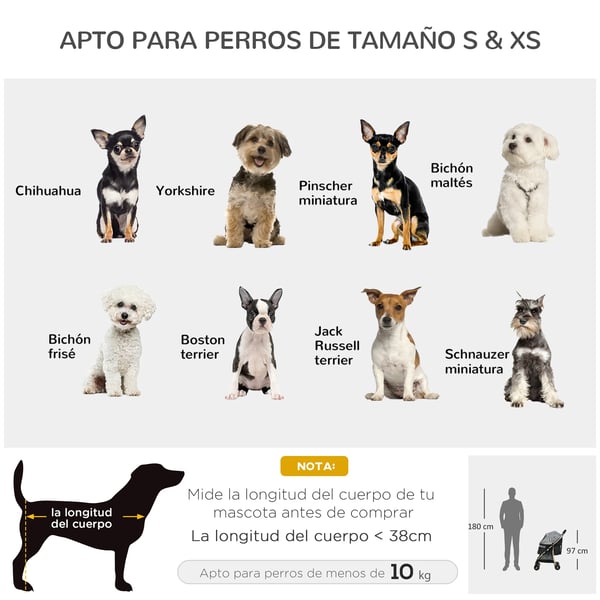 Kæledyrsbærer, Stål og Oxford-stof, 80 cm x 44,5 cm x 97 cm, Kompatibel med små hunde op til 15 kg, Klassisk stil, Egnet til alle årstider