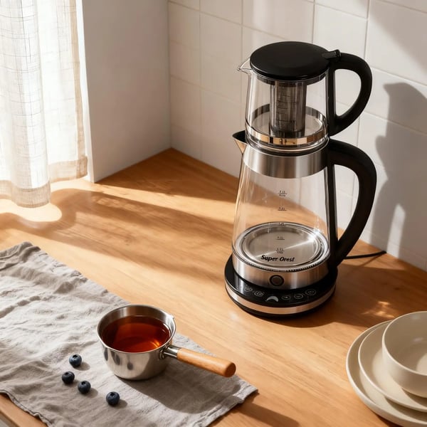 Støttende Elkedel, Stor 2,5L Kapacitet, Lille 1L Kapacitet, 220-240V, 1500W Effekt, LCD Skærm