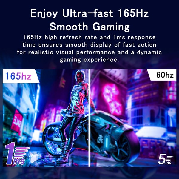 Gaming Monitor, FHD 1080P opløsning, 165 Hz opdateringshastighed, 1 ms responstid,sort, EU-stik