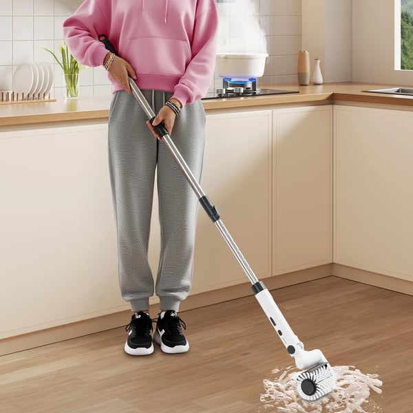 Elektrisk Rengøringsbørste, Multi-overflade Vedhæftninger, Ergonomisk Design,HVID