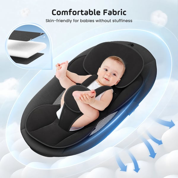 Elektrisk Baby Vuggestol, 5 Svingvinkler, Bluetooth Musik,SORT