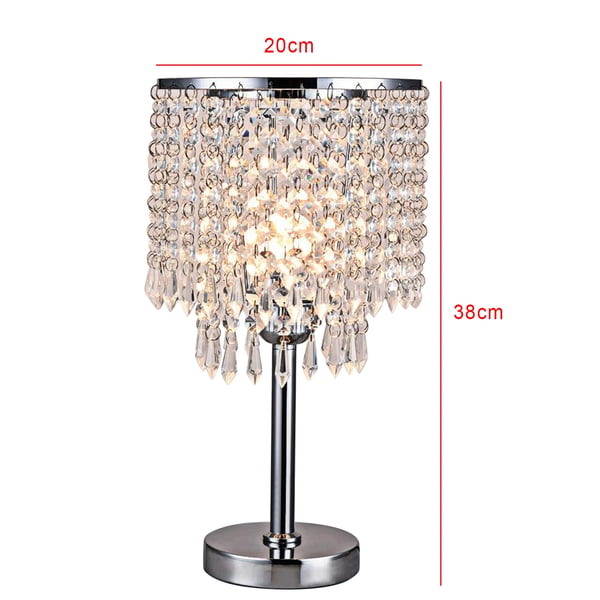 Krystal Bordlampe, Blød Øjenbeskyttelse, Elegant Design,Sølv, Elfenben, HVID