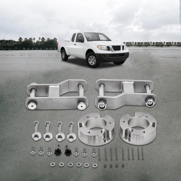 Lift Kit, T6 Billet Aluminium, 2,5 tommer Front, 2 tommer Bag, 35 cm Længde, Kompatibel med Nissan Navara D40