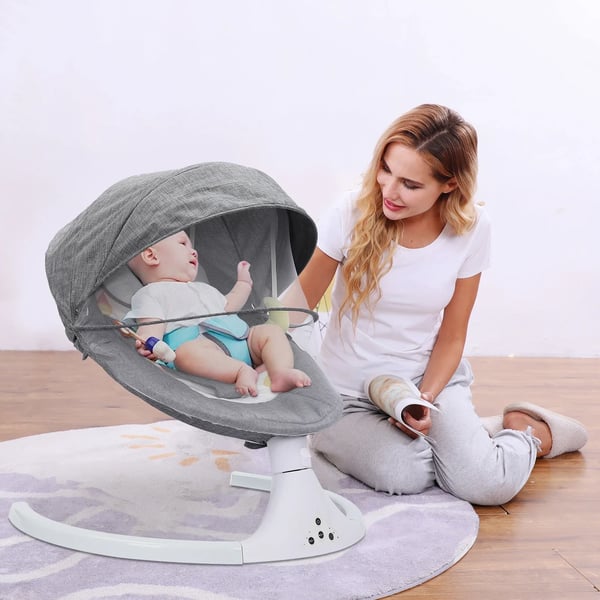 Smart Baby Elektrisk Vuggestol, 5-Trins Amplitudemodulation, Bluetooth Musik,GRÅ