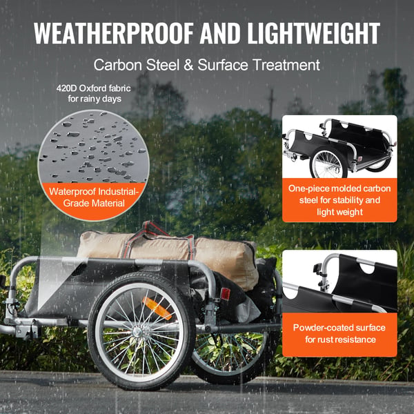 Cykel Cargo Trailer, Høj Lastkapacitet, Holdbar Aluminiumramme,100lbs