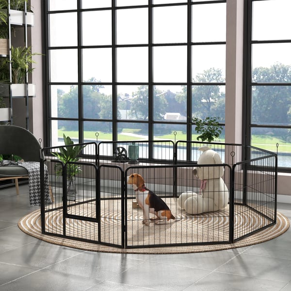 Hundegård, Holdbart Stål, Tilpasseligt Design,80x60 cm, sort