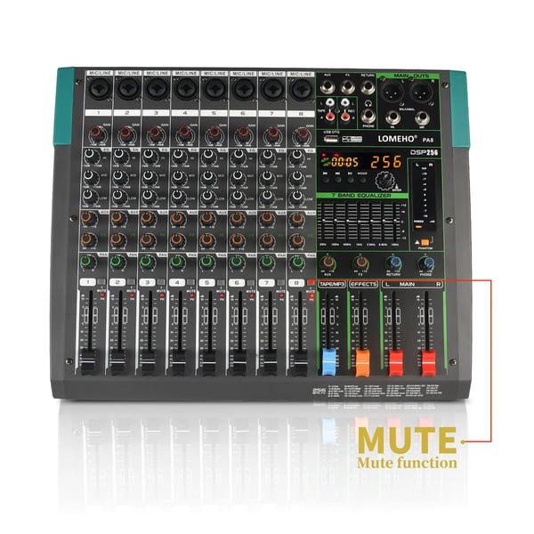 Mixningskonsol, 256 DSP-effekter, Bluetooth-funktion,EU PLUG