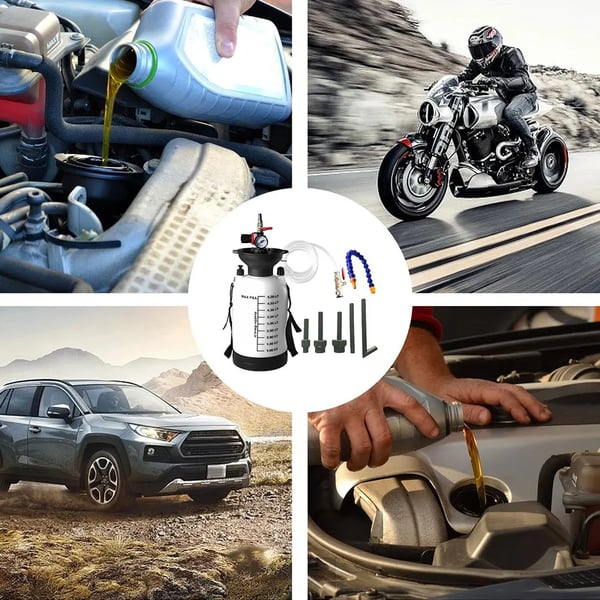 Pneumaattinen öljypumppu, 5L kapasiteetti, öljynkestävä materiaali, yhteensopiva manuaalisten ja automaattisten vaihteistojen kanssa, tehokas öljynvaihto, läpinäkyvä tarkkailuikkuna
