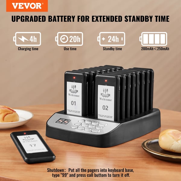 Pager System, Lang rækkevidde, Brugervenligt design,EU 220V