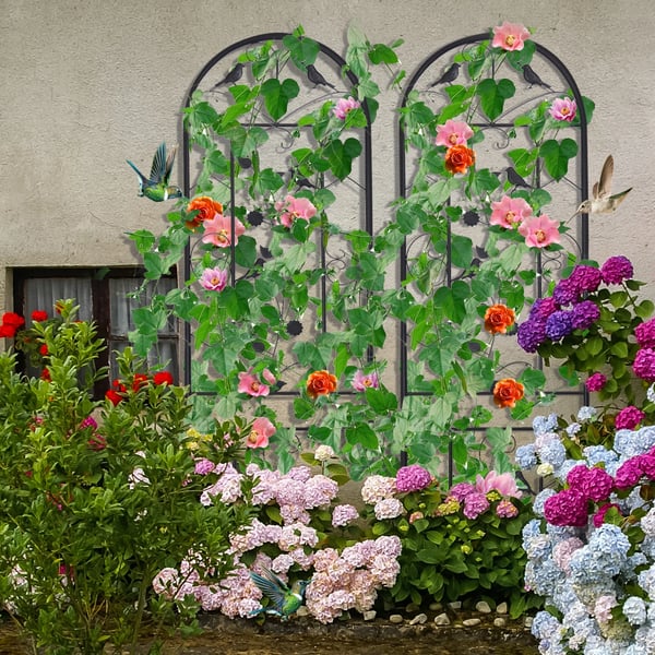Trellis Havehegn, Holdbar Metal Konstruktion, Nem at Samle,sort
