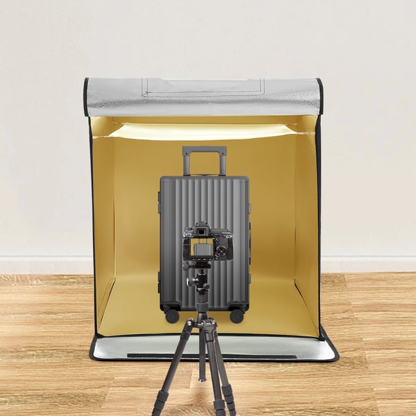 Foto Studio Telt Kasse, Justerbare LED Lygter, Bærbart Design,sort