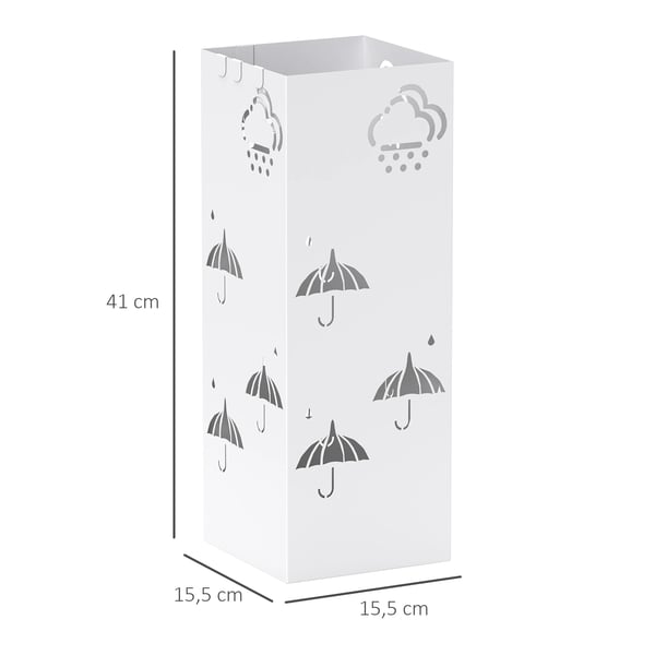 Paraplyholder, Vandopsamlingsbakke, Holdbart Stål Design,Hvid