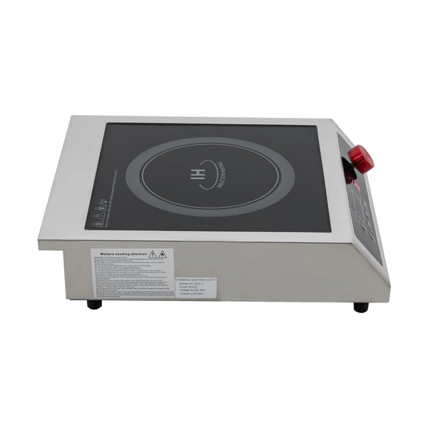 Induktionskogeplade, 3500W effekt, AC 220-240V spænding, temperaturinterval 60-270℃, kompakt størrelse 43*35*9 cm, maksimal belastning 75 kg