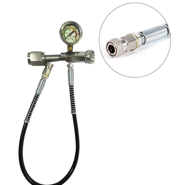 Trykmåler, 4500 PSI, 60 cm Slange, 8 mm Udstødningsgevind, 1/2 Hurtig Indsættelse, Kugletype Struktur