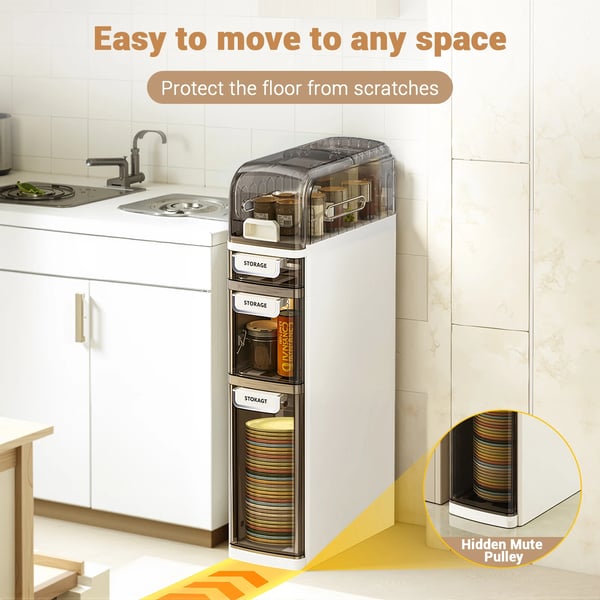 Narrow Storage Cabinet, Plastmateriale, Dimensioner 18 x 41 x 78 cm, 4 Lag, Belastning 10 kg, Vægt 3.8 kg