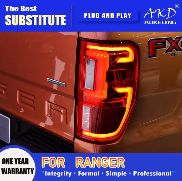 Baglygtesamling, LED, til Ford Ranger 2012-2020,Røg