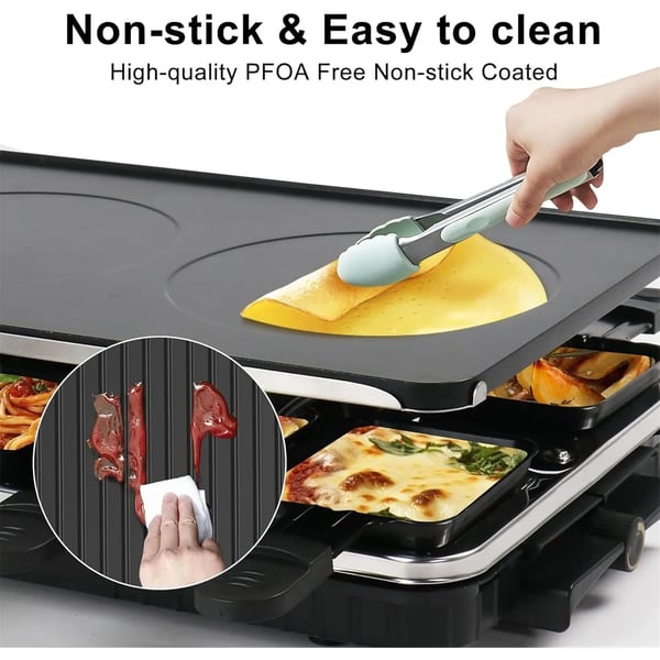 Indendørs Grill, 1300W, Non-Stick Belægning, 41,5*25,5 cm, Egnet til 6-8 Personer, Maksimal Temperatur 230°C