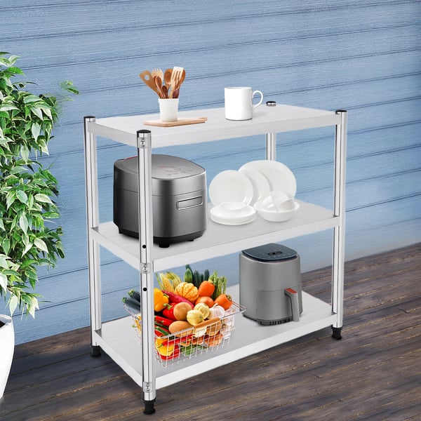 Køkkenopbevaringshylde, Multi-niveau Design, Holdbart Rustfrit Stål,Sølv