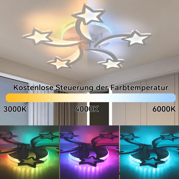 54W LED Loftlampe, RGB Farveskift, Justerbar Lysstyrke,54W, foranderlig