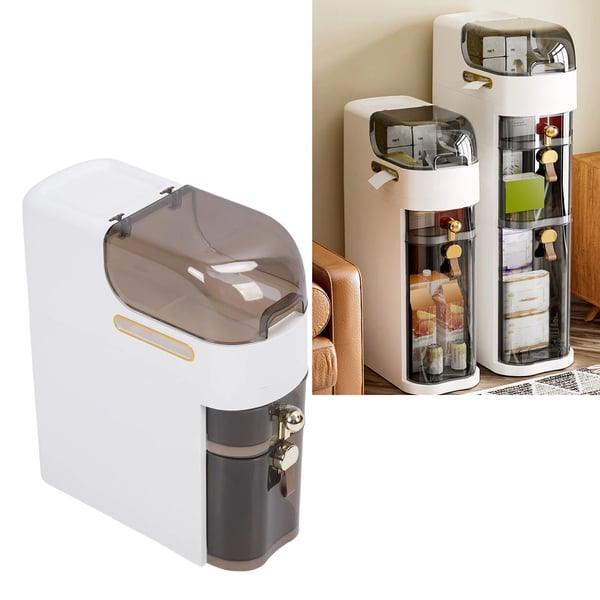 Narrow Storage Cabinet, Transparent Design, Movable with Wheels,Hvid