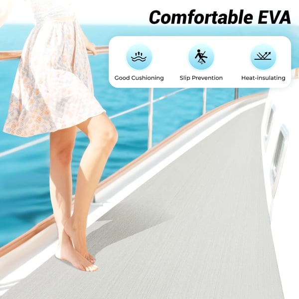 Venepohja, EVA-materiaali, 240 cm x 90 cm x 0.6 cm, 6 mm paksuus, harjattu pinta turvallisuutta varten