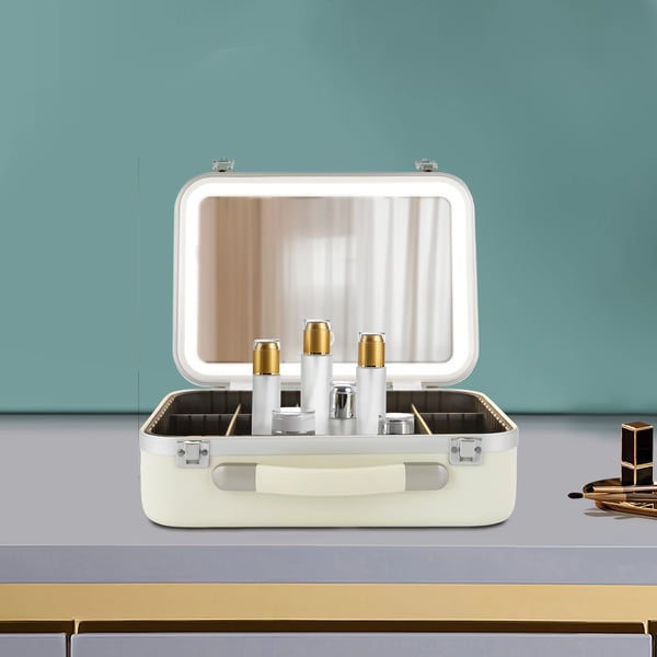 Makeup Organizer, LED Spejl, Berøringskontrol,HVID