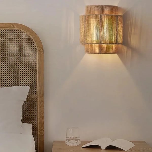 Væglampe, Håndvævet Design, Væghængt,Lys Grå, Ingen pære