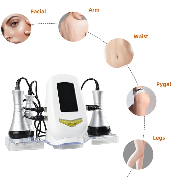 Skönhetskropp Slimmande Massager, Kavitationsteknologi, Multifunktionella Skönhetshuvuden,3 i 1