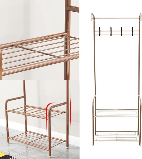 Garderobe, Holdbart Metal Design, Dobbelt Lagerrum,Brun