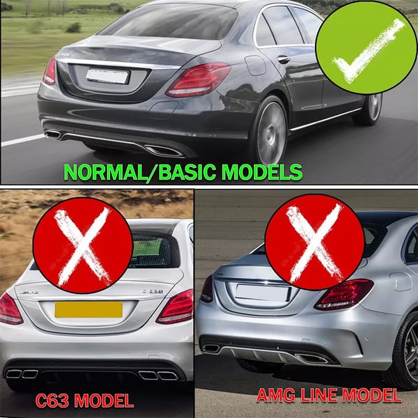 Bagdiffuser, Kompatibel med Mercedes-Benz W205, Udstødningsrør Tips Inkluderet,kulstoffiber udseende